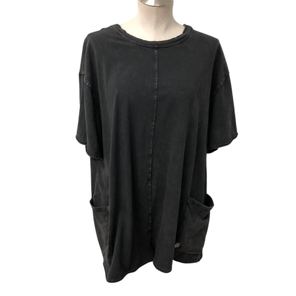 FP Movement Hot Shot Romper Womens XL Black Oversized Short Sleeve Pocketed